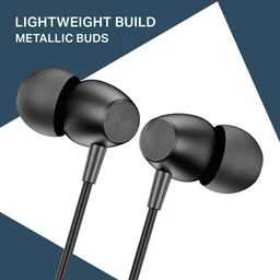 boAt Bassheads 55 Wired Earphones with 10mm Drivers, Metallic Buds, In-Line Mic & Lightweight Design - BASSHEAD 55