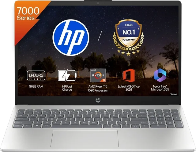 HP LAPTOP 15-FC0690AU RYZEN 5 7520U/16GB RAM/512GB SSD/15.6 FHD/WIN11/MS - 39.62 cm (15.6 Inch), Silver, Ryzen 5 Quad Core, 512 GB, 16GB, LPDDR5, 7520U, Up to 5.2GHz, AMD, AMD Radeon AMD, Windows 11, Laptop, Power Adaptor, User Guide, Warranty Documents