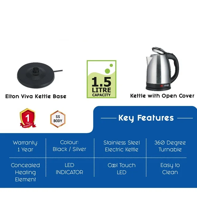 Eltons Viva Electric Kettle – 1.5 Litre - VIVA-KTL1.5