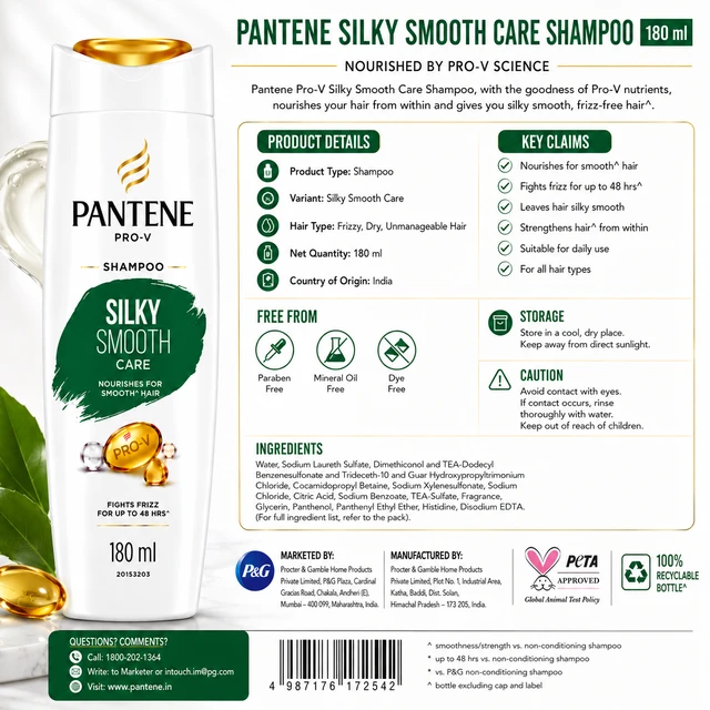 Pantene Silky Smooth Care Shampoo - 180 ML