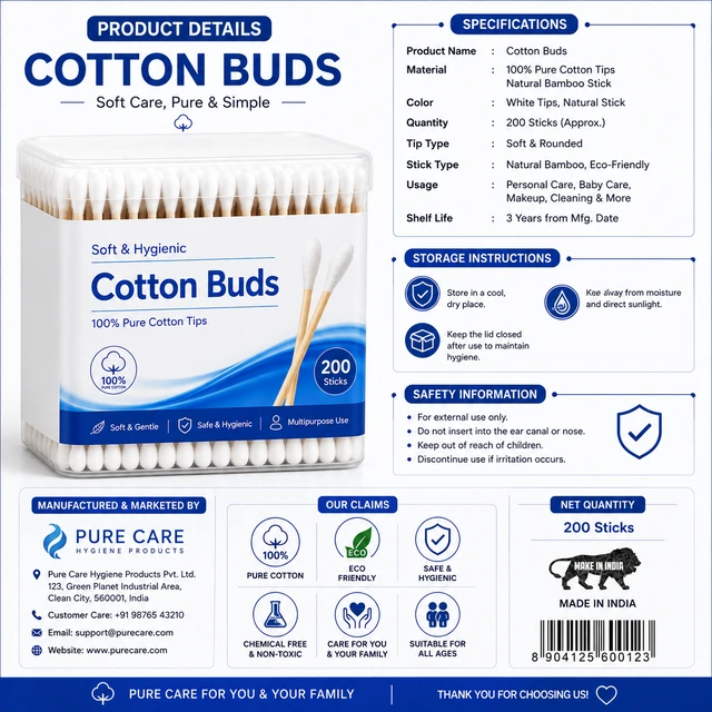 Cotton Buds Box - 200 Sticks