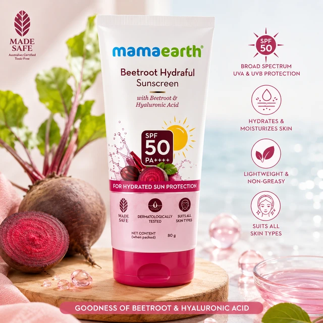 Mamaearth Beetroot Hydraful Sunscreen SPF 50 - 80 G