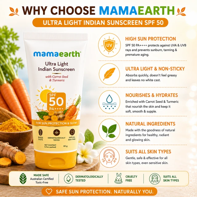 Mamaearth Ultra Light Indian Sunscreen SPF 50 - 80 G