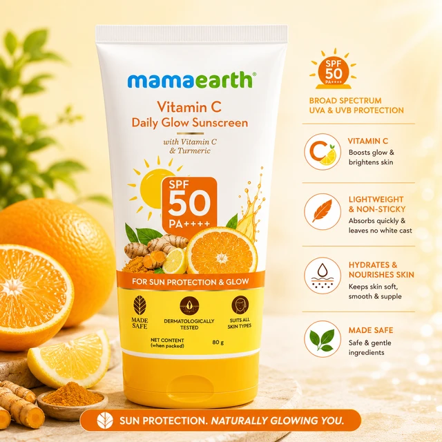 Mamaearth Vitamin C Daily Glow Sunscreen SPF 50 - 80 g