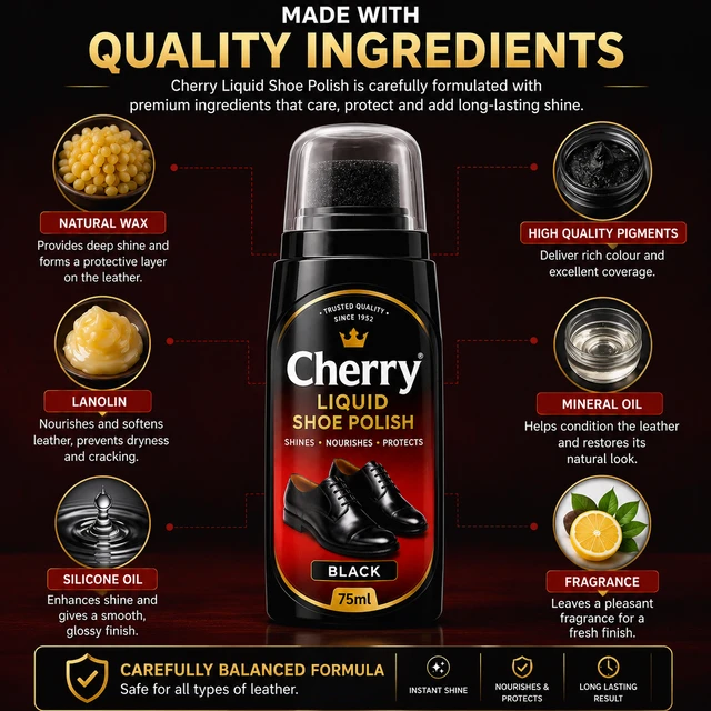 Cherry Liquid Shoe Polish - 75 ML