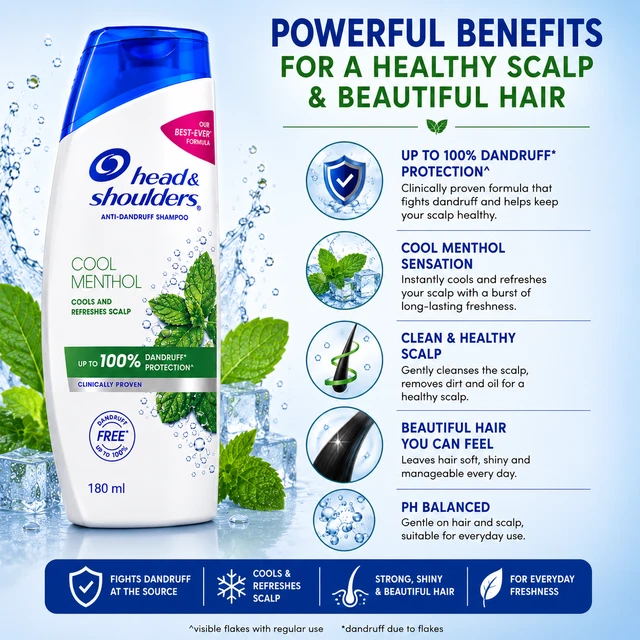 Head & Shoulders Cool Menthol Shampoo - 180 mL
