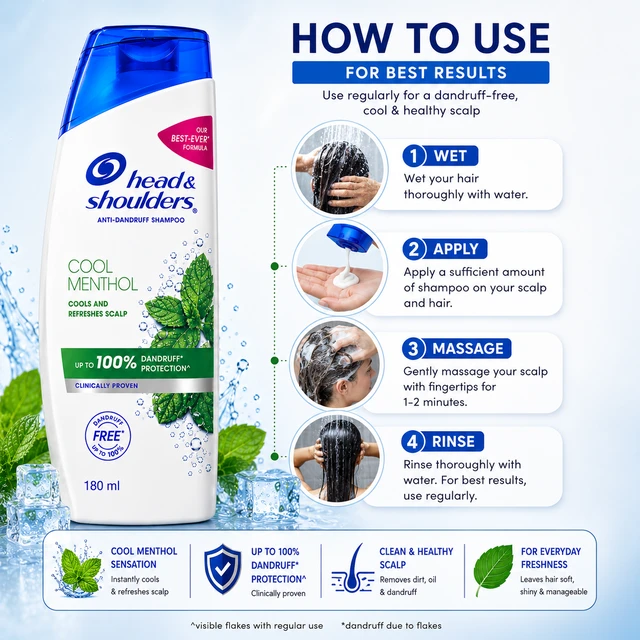 Head & Shoulders Cool Menthol Shampoo - 180 mL