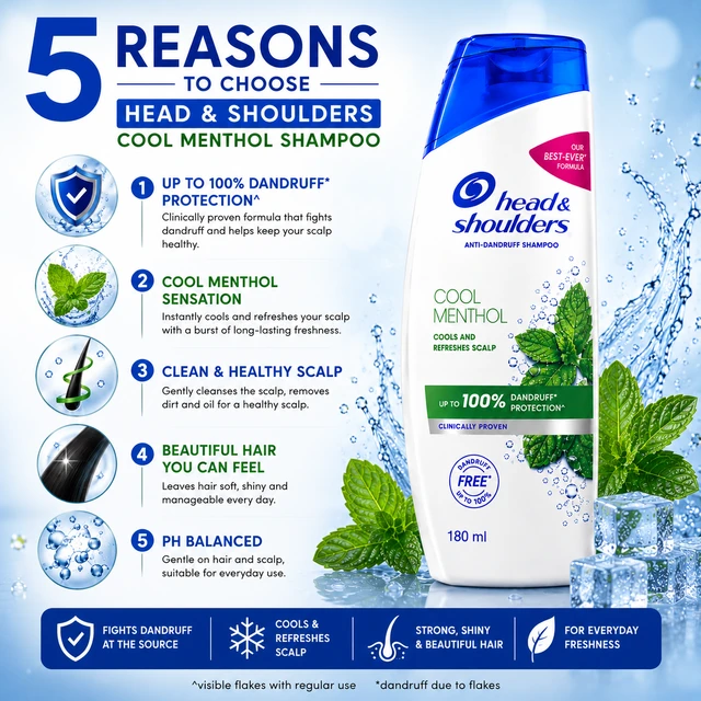 Head & Shoulders Cool Menthol Shampoo - 180 mL