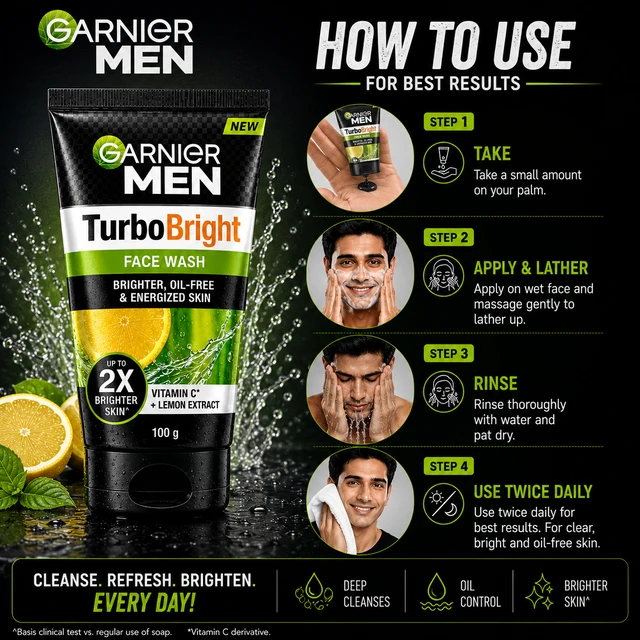 Garnier Men TurboBright Face Wash - 100 g