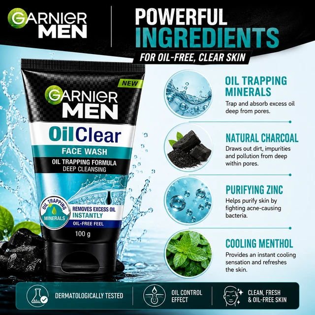 Garnier Men Oil Clear Face Wash - 100 g