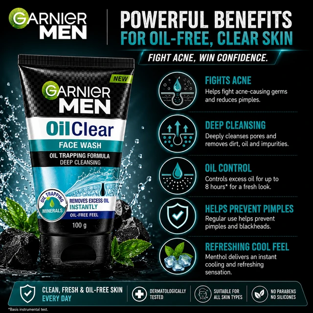 Garnier Men Oil Clear Face Wash - 100 g