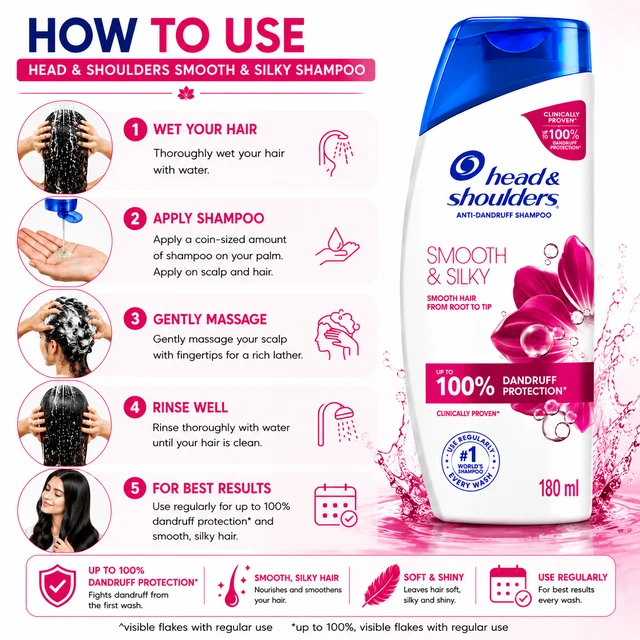 Head & Shoulders Smooth & Silky Shampoo - 180 mL