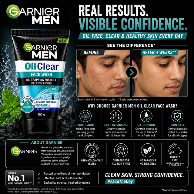 Garnier Men Oil Clear Face Wash - 100 g