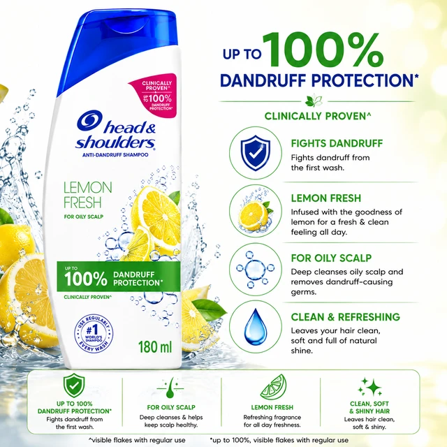 Head & Shoulders Lemon Fresh Shampoo - 180 mL