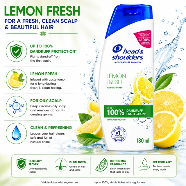 Head & Shoulders Lemon Fresh Shampoo - 180 mL
