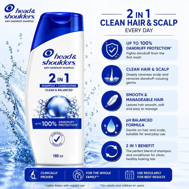 Head & Shoulders 2 in 1 Shampoo - 180 ML