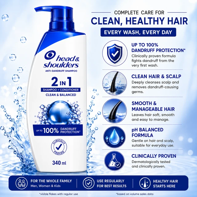 Head & Shoulders 2 in 1 Shampoo - 340 ML