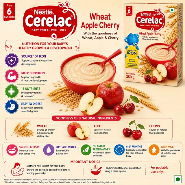 Nestle Cerelac Wheat Apple Cherry - 350 g