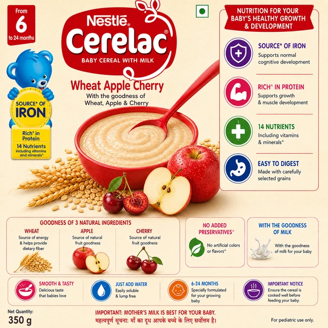 Nestle Cerelac Wheat Apple Cherry - 350 g