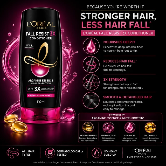 Loreal Fall Resist 3X Conditioner - 192 ML