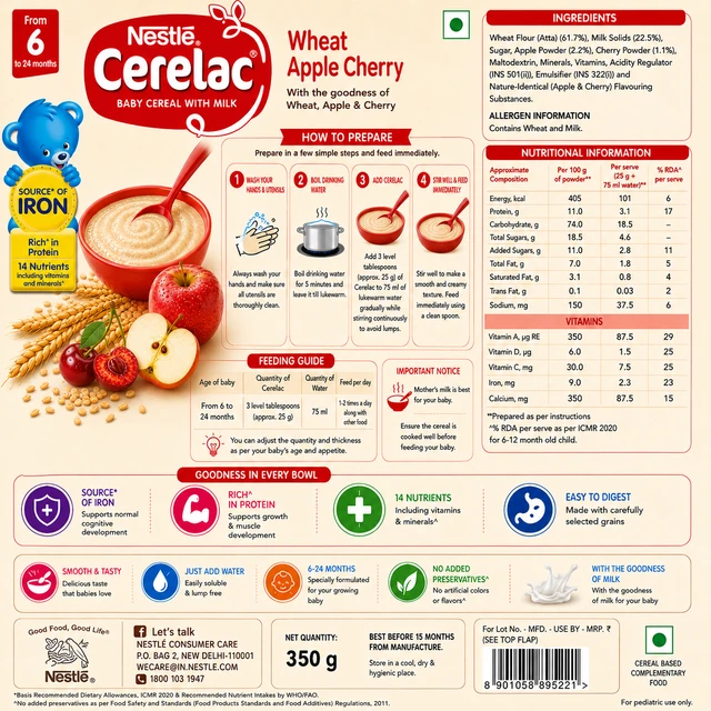 Nestle Cerelac Wheat Apple Cherry - 350 g