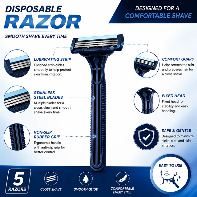 Disposable Razor Pack - 5 Pieses