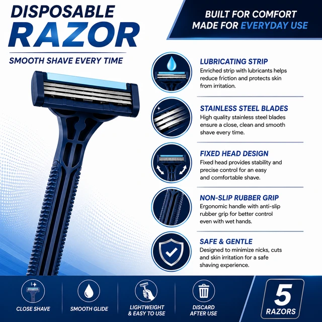 Disposable Razor Pack - 5 Pieses