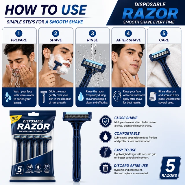 Disposable Razor Pack - 5 Pieses
