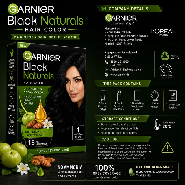 Garnier Black Naturals Hair Color - 40 g