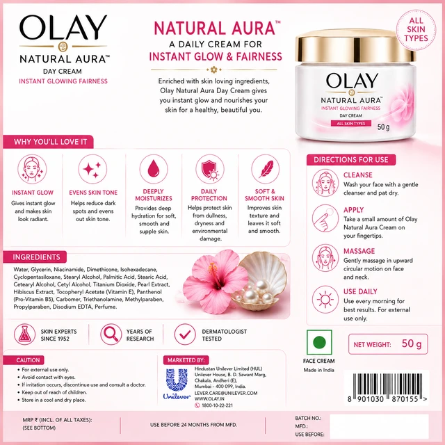 Olay Natural Aura Cream - 50 G