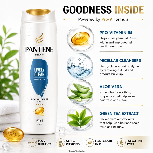 Pantene Lively Clean Shampoo - 180 ML