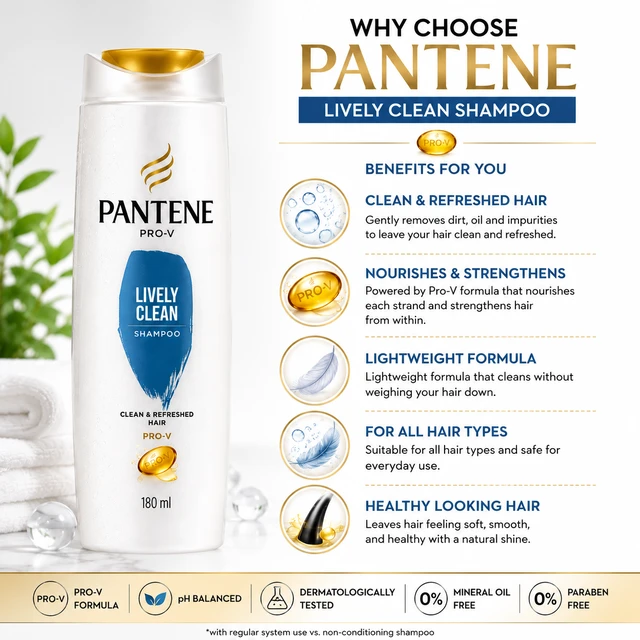 Pantene Lively Clean Shampoo - 180 ML
