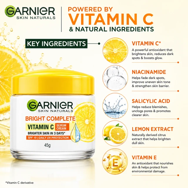 Garnier Bright Complete Vitamin C Cream - 45 G