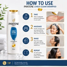 Pantene Lively Clean Shampoo - 180 ML