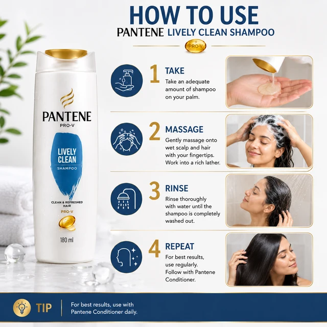 Pantene Lively Clean Shampoo - 180 ML