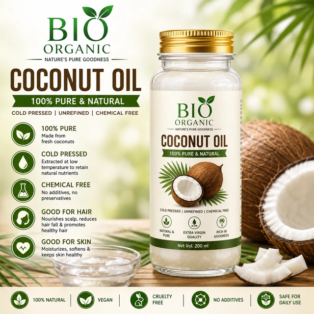 Bio Organic Coconut Oil - 200 ML