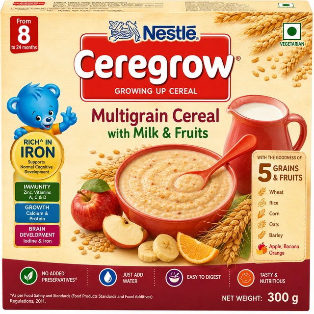 Nestle Ceregrow Multigrain Cereal with Milk & Fruits - 300 g