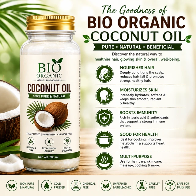 Bio Organic Coconut Oil - 200 ML