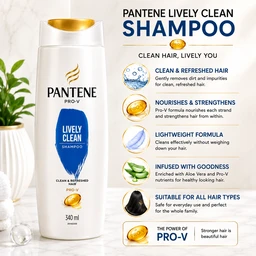 Pantene Lively Clean Shampoo - 340 ML