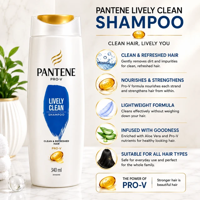 Pantene Lively Clean Shampoo - 340 ML