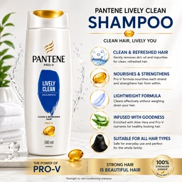 Pantene Lively Clean Shampoo - 340 ML