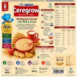 Nestle Ceregrow Multigrain Cereal with Milk & Fruits - 300 g