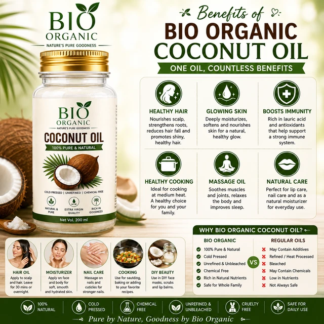 Bio Organic Coconut Oil - 200 ML
