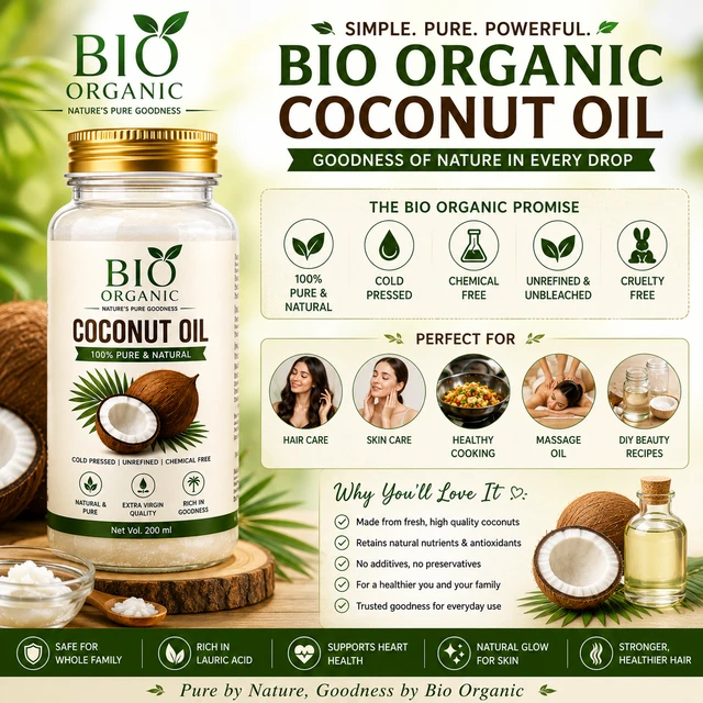 Bio Organic Coconut Oil - 200 ML