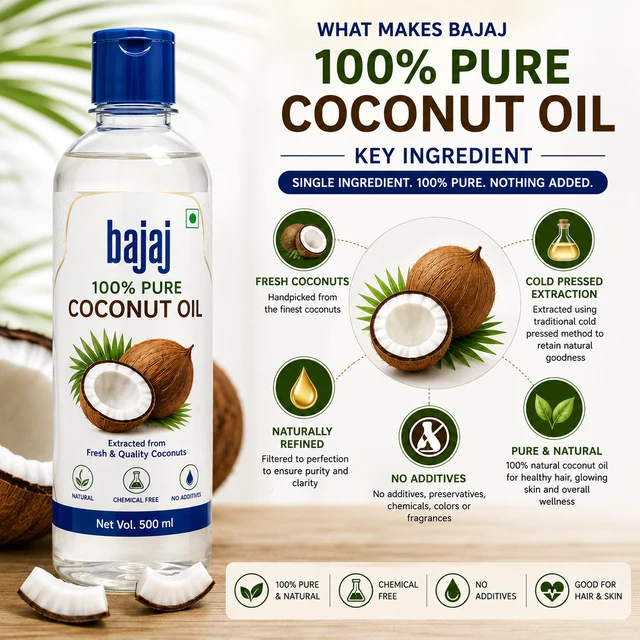 Bajaj 100% Pure Coconut Oil - 500 ML