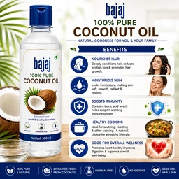Bajaj 100% Pure Coconut Oil - 500 ML
