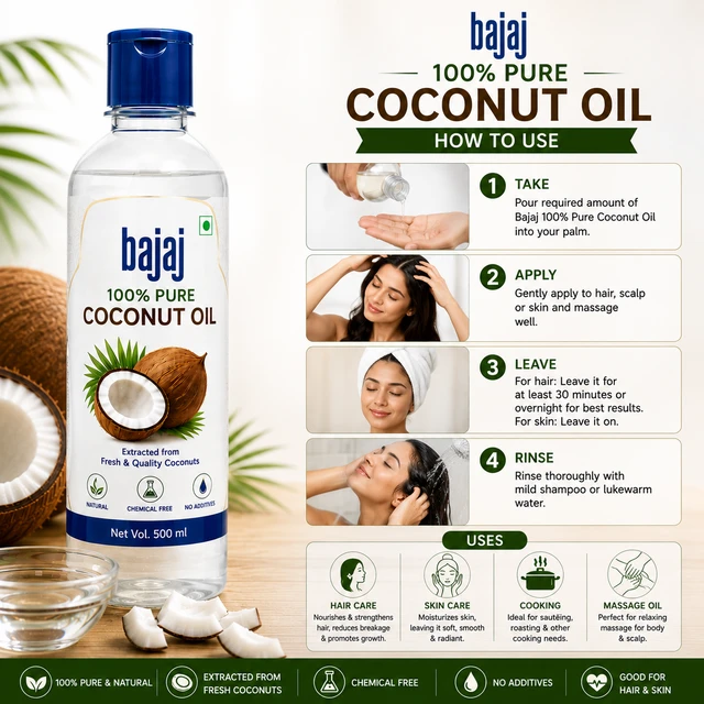 Bajaj 100% Pure Coconut Oil - 500 ML