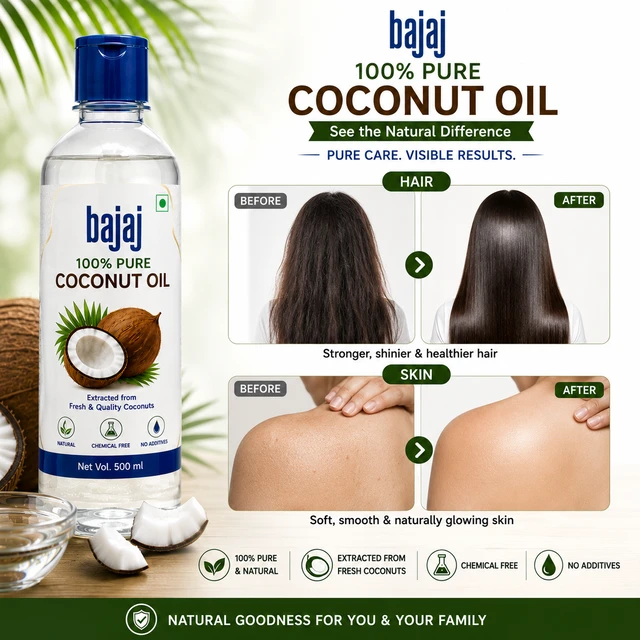 Bajaj 100% Pure Coconut Oil - 500 ML