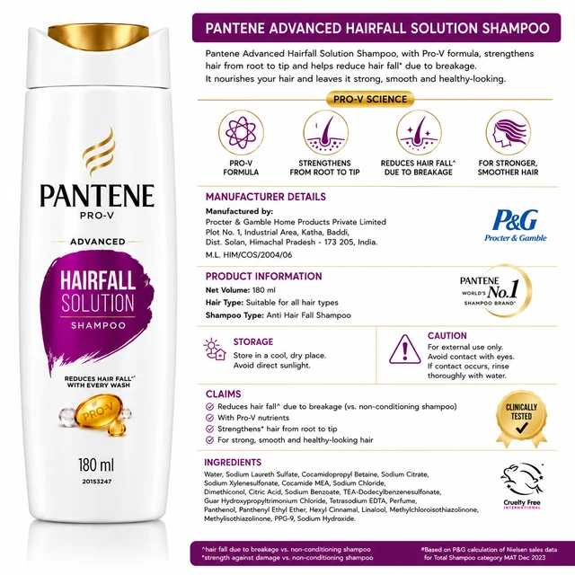 Pantene Advanced Hairfall Solution Shampoo - 180 mL