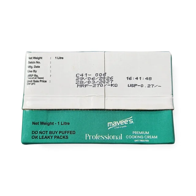 mavee's MAVEE'S PREMIUM COOKING CREAM (PACK OF 12 PCS) - 1 Ltr.